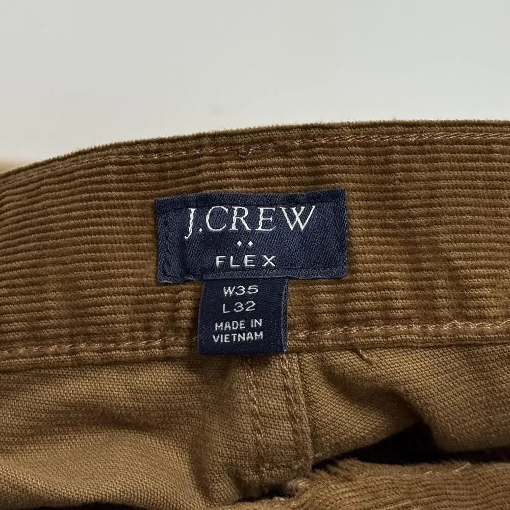 J Crew Pants Mens 35x32 Brown Corduroy Slim Flex Stretch Chino Casual Everyday